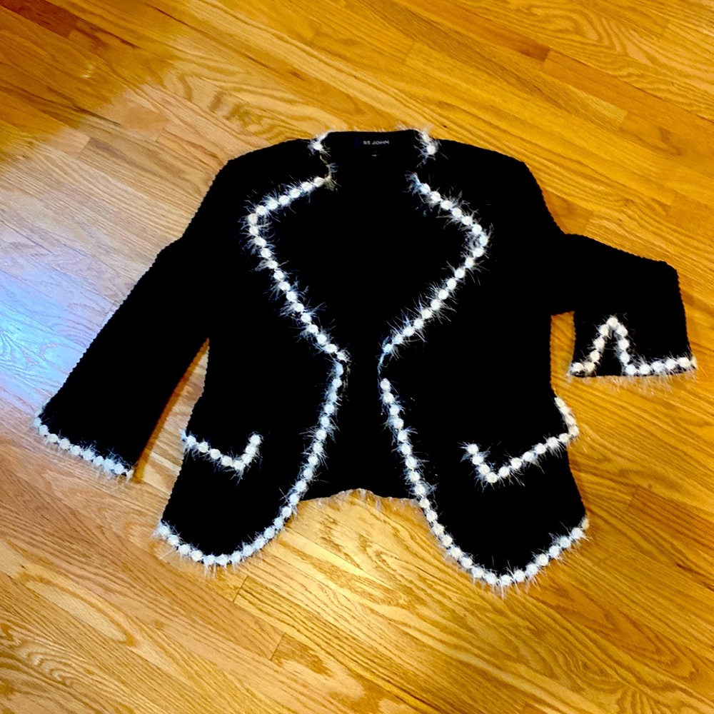 St. John Cocktail Jacket - festive “eyelash” trim.
